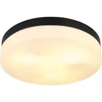 Globo Lighting Lámpara exterior , aluminio negro mate, cristal opal, IP44, diámetro: 300 mm, altura: 65 mm, excluye 3 bombillas E27 de 60W, 230V