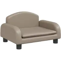Syfax Cama para perros de cuero sintético color capuchino 50x40x30 cm