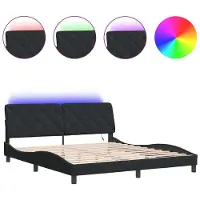 Syfax Estructura de cama con LED sin colchón terciopelo negro 180x200 cm