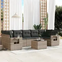 Prolenta Maison Exclusive: Juego de jardín de 8 piezas con sillones y cojines, color gris claro, fabricado en polirratán