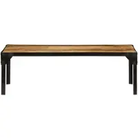 Syfax Mesa de centro de madera maciza de mango rugosa y acero 110 cm