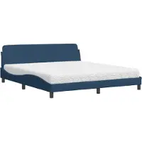 Syfax Cama con colchón Dover de tela azul 180x200 cm