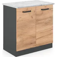 Vicco Armario bajo para fregadero R-Line Roble dorado 80 cm ET Mármol, Model 45525