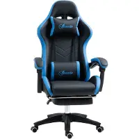 Fortuna Silla de juego Lai, con ajuste de altura, soporte lumbar y reposacabezas, reposabrazos ajustables, función reclinable, capacidad de hasta 120 kg, color azul y