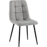CLP Silla de comedor Antibes, tapizada. Silla de cocina con cubierta de tela, respaldo y estructura de metal negro. Silla acolchada con capacidad de carga de hasta 150 kg. Color: gris claro