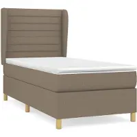 Syfax Cama box spring con colchón tela gris taupe 90x200 cm