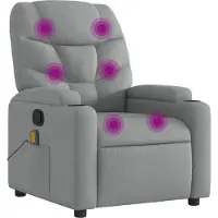 Syfax Sillón reclinable de masaje con tela gris claro