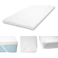 Mendler Topper de colchón de espuma viscoelástica de 6 cm, modelo HWC-E63. Cubierta para colchón, protector de colchón, tamaño aproximado: 90x200 cm