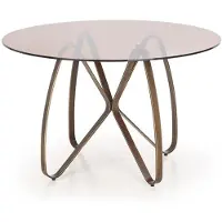 Halmar Mesa de comedor Lungo, diámetro 120 cm, longitud 76 cm, para 4 personas, mesa para comedor, color marrón/dorado