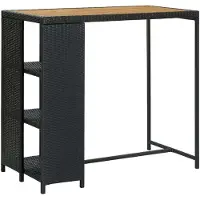 Syfax Mesa bar estante almacenaje 120x60x110 cm ratán sintético negro