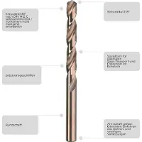 Kwb COBALT HSS CO, Taladro, Broca helicoidal, Rotación en sentido horario, 4 mm, 227 mm, Hierro, Plástico, Acero inoxidable, Lámina de acero (delgada)