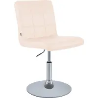 CLP Silla de comedor modelo Ricky, tapizada en cuero sintético, con altura ajustable y giro de 360 grados. Color: crema