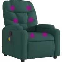 Syfax Sillón reclinable de masaje con tela verde oscuro