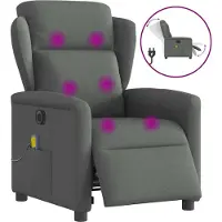 Syfax Sillón reclinable de masaje eléctrico tela gris oscuro