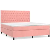 Syfax Cama box spring con colchón terciopelo rosa 180x200 cm