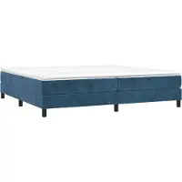 Syfax Cama box spring con colchón terciopelo azul oscuro 200x200 cm