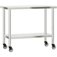 Syfax Mesa de trabajo de cocina con ruedas acero inox 110x55x85 cm