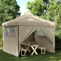 Prolenta Maison Exclusive: Tienda de campaña plegable tipo pop-up con 4 paneles laterales, color taupe