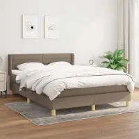 Prolenta Maison Exclusive: Base de cama con somier y colchón, color taupe, 140x200 cm, tapizado en tela