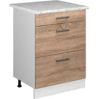 Vicco Mueble bajo de cocina R-Line Sonoma 60 cm con cajones y encimera, Model 37729