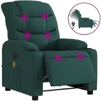 Syfax Sillón reclinable de masaje eléctrico tela verde oscuro