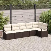 Prolenta Maison Exclusive - Juego de sofá de jardín de 6 piezas. Color marrón y blanco, fabricado en ratán sintético