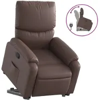 Sonstiges Sillón reclinable elevable cuero sintético marrón