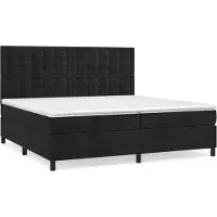 Syfax Cama box spring con colchón terciopelo negro 200x200 cm