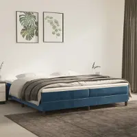 Prolenta Maison Exclusive: Base de cama con somier y colchón, color azul oscuro, 200x200 cm, tapizada en terciopelo
