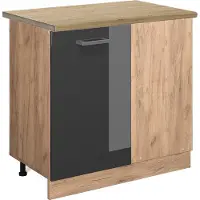 Vicco Armario de esquina R-Line Antracita alto brillo 86 cm , ET Roble, Model 46596