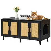 StarTech.com Mueble para arenero de gatos - Casa para gatos de 1,19 x 0,5 x 0,55 m - Elegante mueble para arenero que promueve la higiene en el hogar - Arenero con espacio de almacenamiento