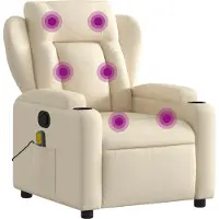 Syfax Sillón reclinable de masaje tapizado en tela color crema
