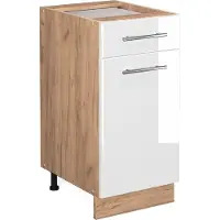 Vicco Mueble bajo de cocina Fame-Line Blanco alto brillo 40 cm sin encimera, Model 38322