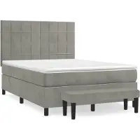 Syfax Cama box spring con colchón terciopelo gris claro 140x200 cm
