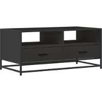 Syfax Mesa de centro madera de ingeniería y metal negro 100x50x45 cm