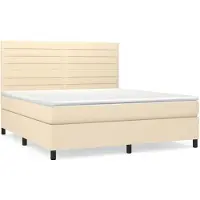 vidaXL Cama con somier y colchón de color crema, 180x200 cm, tapizada en tela