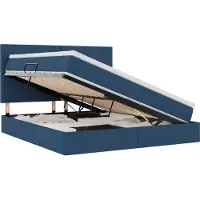 vidaXL Cama con almacenamiento y colchón, color azul, 180 x 200 cm, tapizada en tela