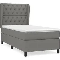 Syfax Cama box spring con colchón tela gris oscuro 80x200 cm