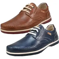 Pikolinos para hombre. M9A-4118 Zapatos de piel con cordones Marbella elásticos azul (45), Plano, Casual, outlet 2026.
