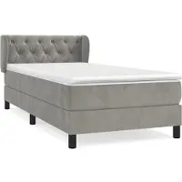 Syfax Cama box spring con colchón terciopelo gris claro 80x200 cm