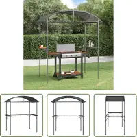 The Living Store Barbacoa Living Store con estanterías laterales, color antracita, 220x115x230 cm, acero
