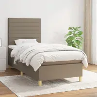 Prolenta Maison Exclusive: Base de cama con somier y colchón color taupe, 90x190 cm, tejido