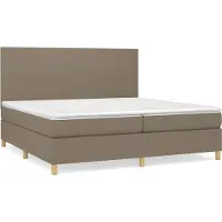 Syfax Cama box spring con colchón tela gris taupe 200x200 cm