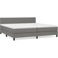 Syfax Cama box spring con colchón tela gris oscuro 200x200 cm