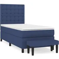 Syfax Cama box spring con colchón tela azul 90x190 cm