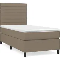 Syfax Cama box spring con colchón tela gris taupe 100x200 cm