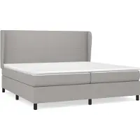 Syfax Cama box spring con colchón tela gris claro 200x200 cm