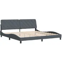 Syfax Estructura cama sin colchón terciopelo gris oscuro 200x200 cm