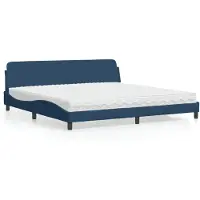 Syfax Cama con colchón Dover tela azul 200x200 cm
