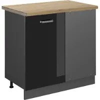 Vicco Armario de esquina R-Line Negro brillo intenso 86 cm , ET Roble, Model 46795